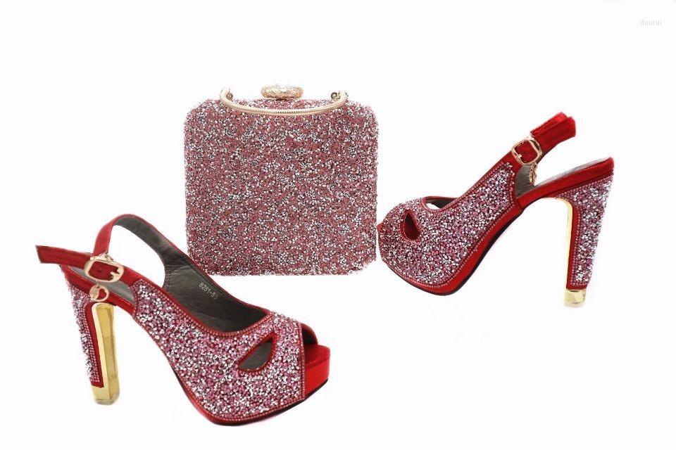 

Dress Shoes Gorgeous Red Women Pumps With Rhinestone Decoration African Match Handbag Set For X16 Heel 12CM, Sky blue