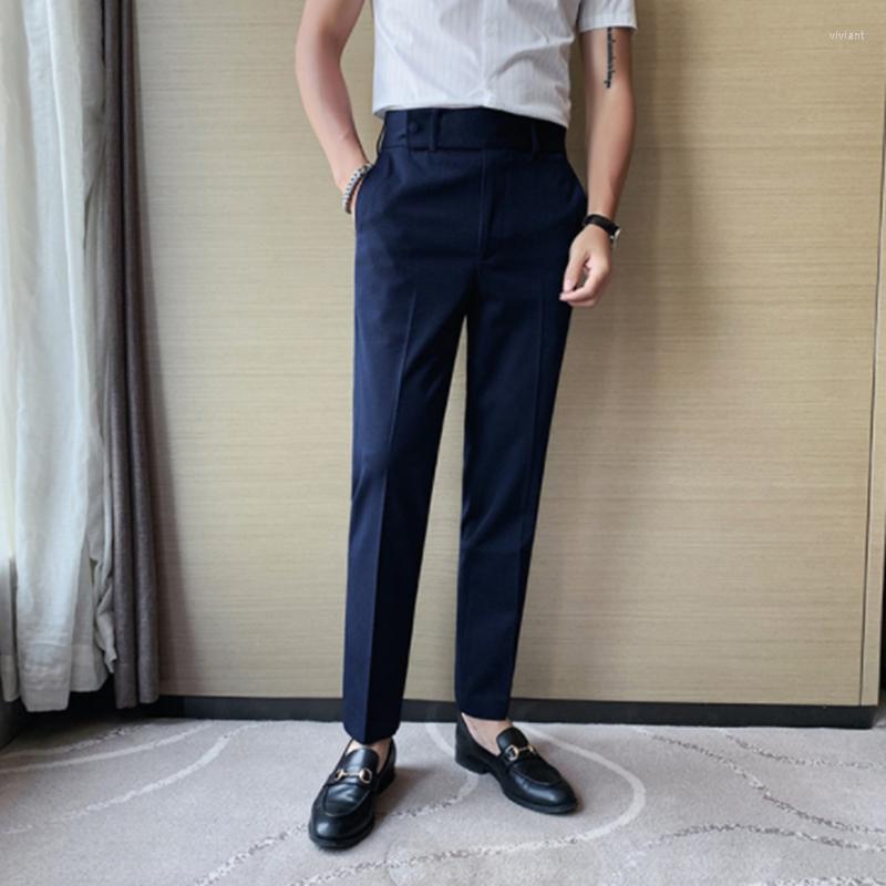 

Men's Pants Autumn And Winter High Waist Slim Fashion Design Men Quality British Business Leisure Office Stretch Wear, Gray