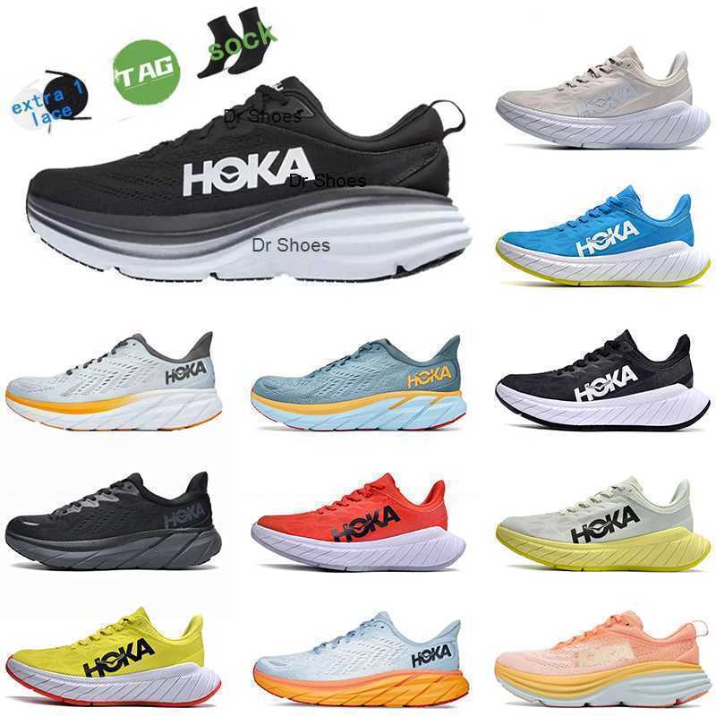 

New Fashion Casual Hoka Shoes Hokas One Bondi 8 Carbon X 2 triple black white harbor mist lunar rockhot coral Clifton Summer Women Mens, #22 clifton 8 (1) triple white