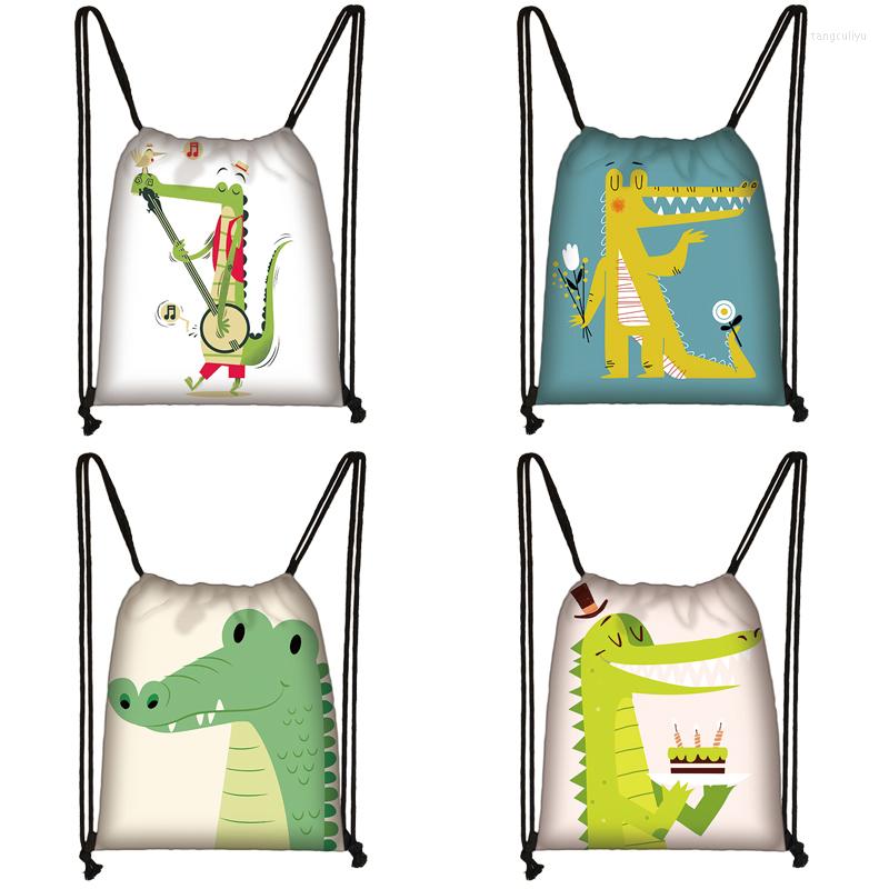 

Shopping Bags Cartoon Crocodile Print Drawstring Bag Women Travel Teenager School Brown Girl And Boy Backpack Fashion Storage To, Skdafr52