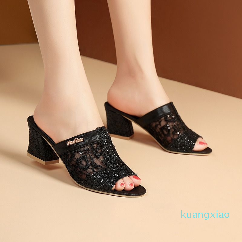 

Slippers Women's Summer Fashion Cool Slippers Sequin Outer Wear Women's, Gold