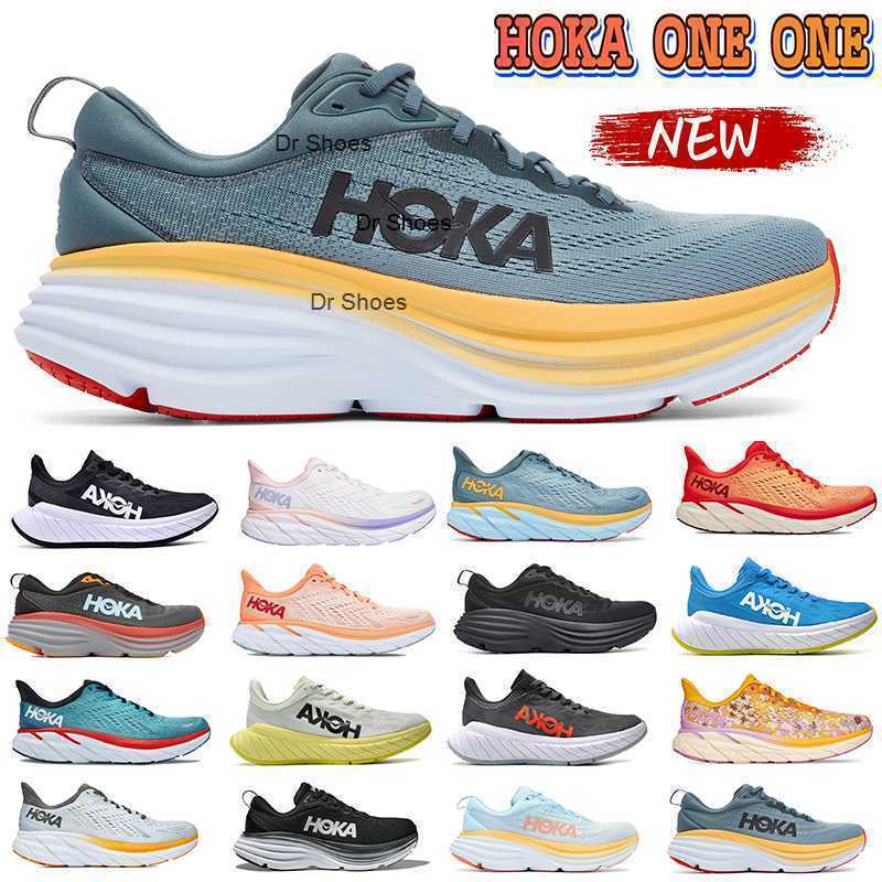 

2023 Hoka One Bondi 8 Running Shoes mens sneaker Hokas Shoe Triple black White Goblin Blue Lilac Marble Designer Men Women Sports Sneakers, #7- shark skin harbor mist