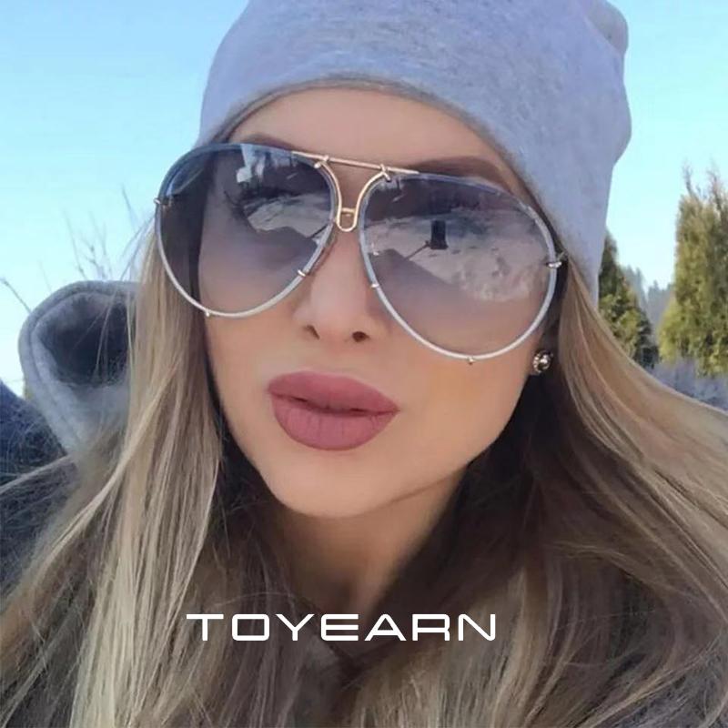 

Sunglasses Fashion Pilot Women Oversized Luxury Sun Glasses For Female Cool Mirror Vintage Lady Eyewear Gradient ShadesSunglasses