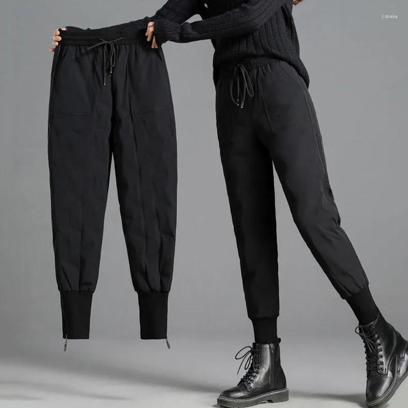 

Women' Pants Down Women' Outer Wear High Waist Thick White Duck Warm Cotton Trousers Harem Winter