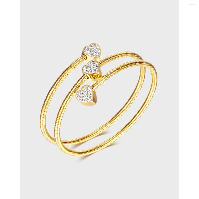 

Bangle KouCh Triple Layed Bangles Love Heart Shiny Cubic Zitconia Charms For Woman Wedding Birthday Gifts Fairy Lady Jewelry On Wrist