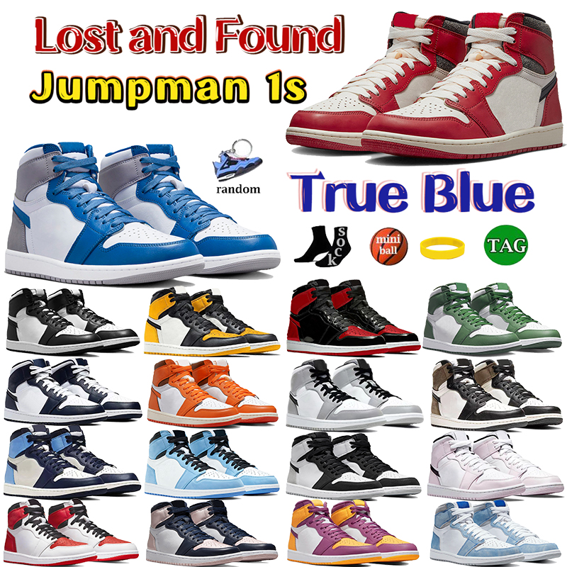 

Jumpman 1 1s Basketball Shoes High OG Chicago Lost And Found True Blue Light Smoke Grey Patent Bred Sport Sneaker 85 White Black University Blue Designer Men Women Shoe, 14 hyper royal