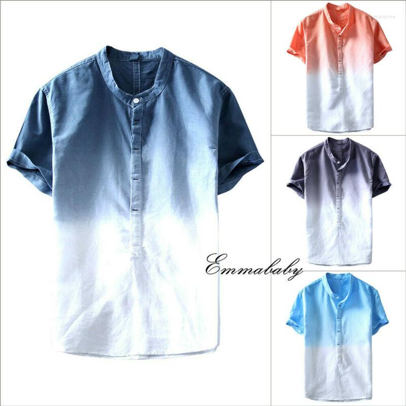 

Men's T Shirts Men T-Shirt Fashion Gradient Color Summer Short Sleeve Cotton Breathable Casual Shirt Streetwear, Gray