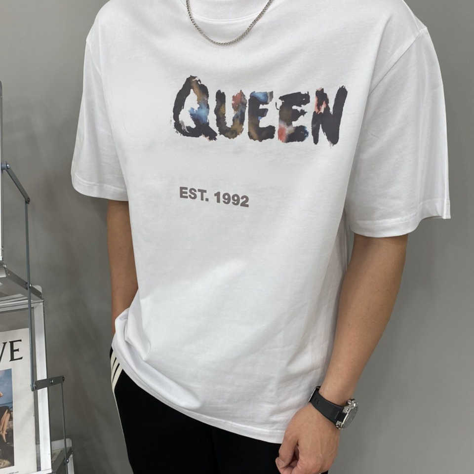 

Summer short sleeve t shirt men women sweatshirt queen designer tshirt round neck sports tee cotton Tshirt pullover shirts 4xl 5xl, Yellow