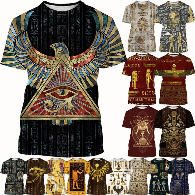 

Men's T Shirts 2023 Men And Women Summer Pharaoh Anubis 3D T-shirt Ancient God Eye Of Egypt Printing Short Sleeve Personality Graphic Top, Beige