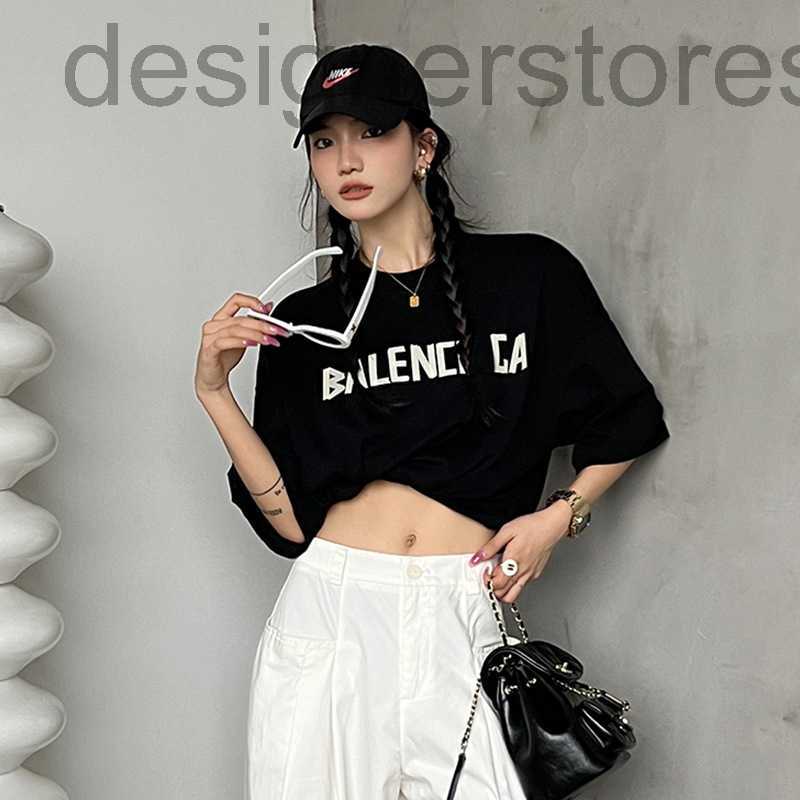 

Women' T-Shirt Designer Short Sleeve T-shirt 2023 Spring/Summer Letter Print Cotton Loose Round Neck 2MKA, Black