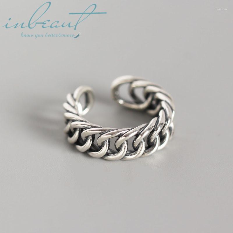 

Cluster Rings Inbeaut S925 Sterling Silver Chain Ring Original Design Solid Retro Rope For Women Fine Vintage Jewelry