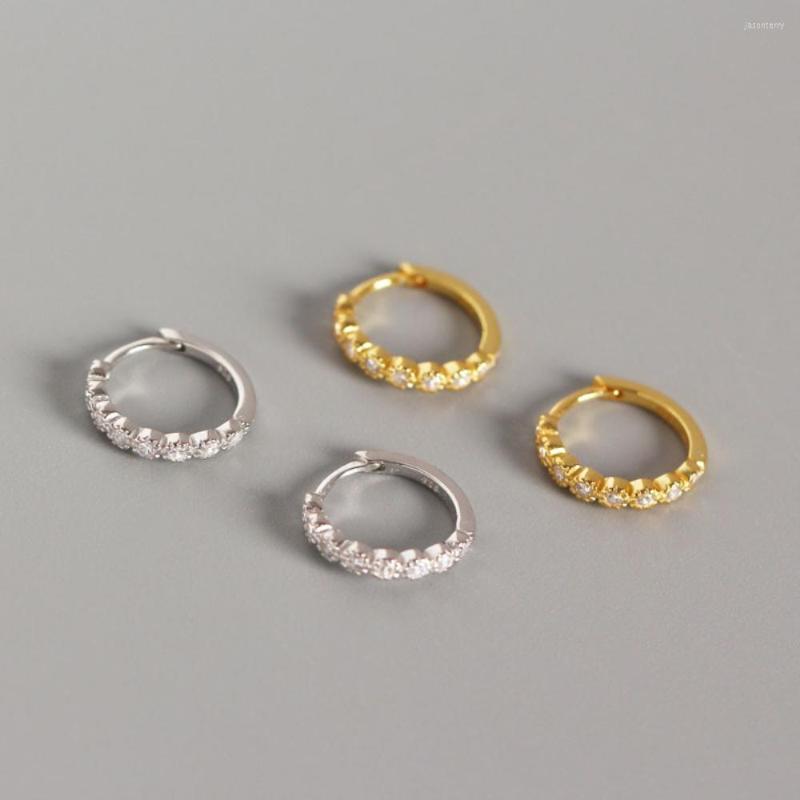 

Hoop Earrings 925 Sterling Silver Geometric Circle Micro Pave Zircon Gold Tiny Small Snap Closure Round Huggie Minimal Jewelry
