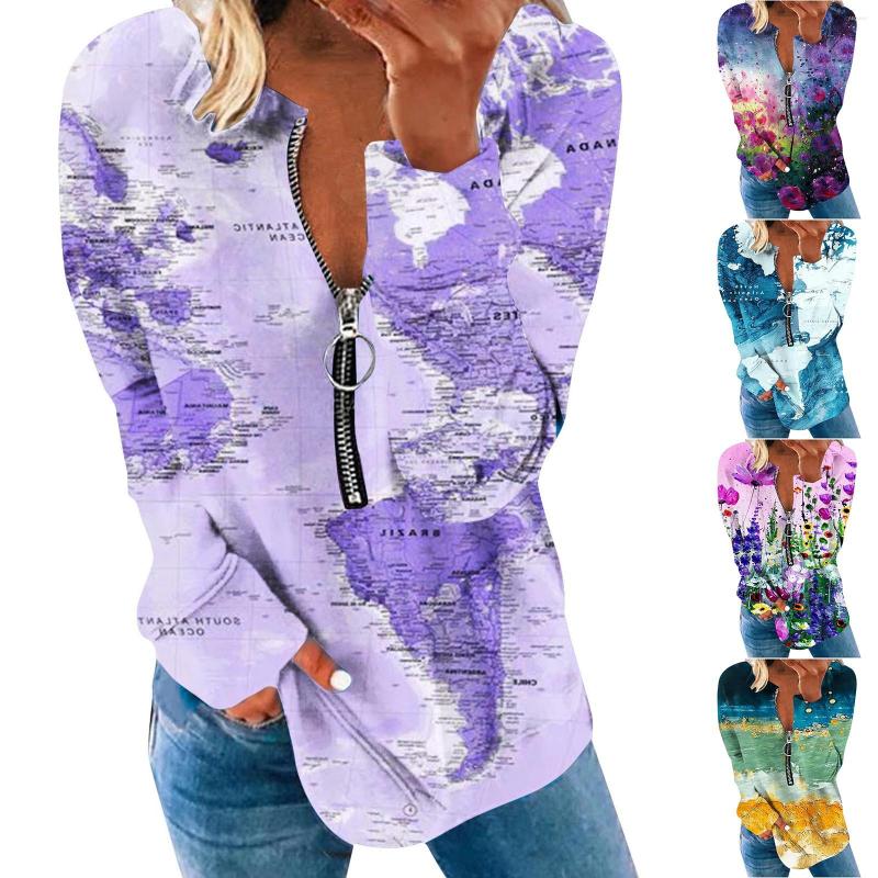 

Women's Blouses Zipper Tie-dye Print Women's Blouse Plus Size Vintage Top O-neck Long Sleeve Fall 2023 Women Clothing Y2k Shirt Blusas, Purple