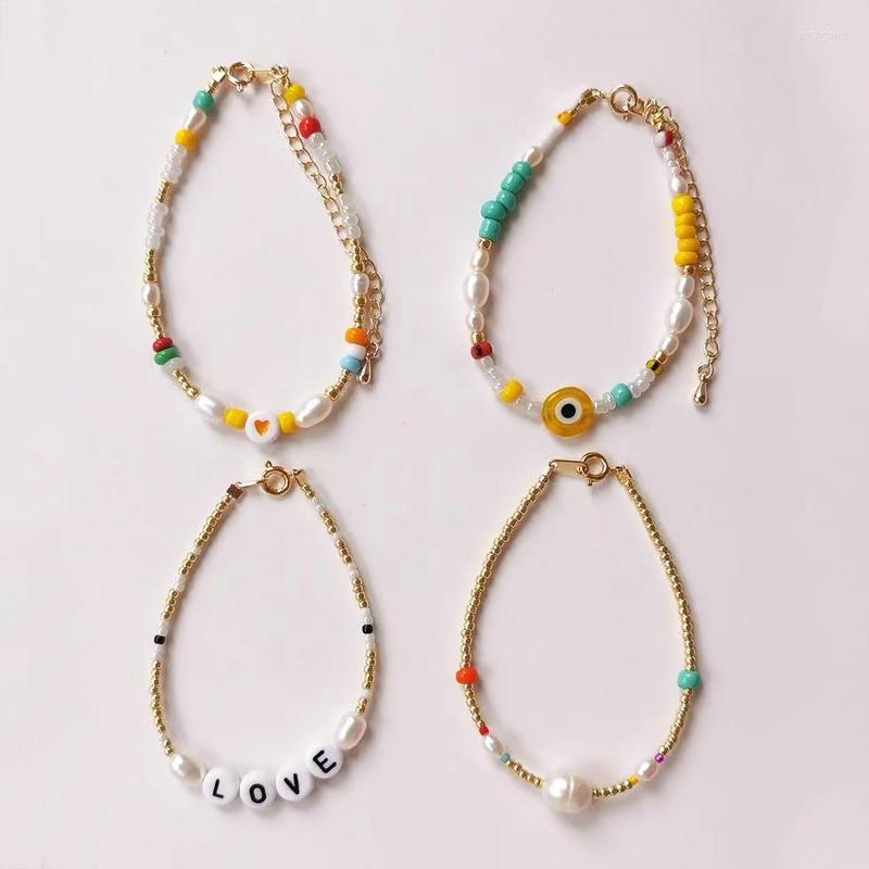 

Strand Bohemian Colorful Beads Bracelet Bandmade Yellow Eye Embellishment For Man Women Natural Pearl Pulseras Gift 2023 Wholesale
