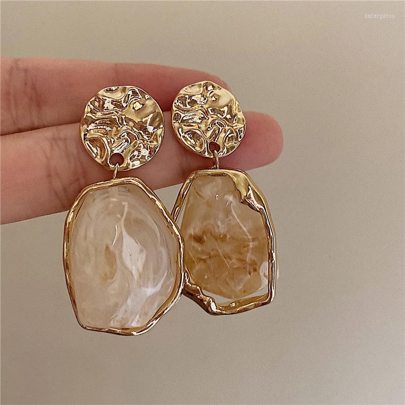 

Stud Earrings Irregular Metal Design Sense Fashion Resin Pendant For Women 2023 Korean Temperament Jewelry Accessories