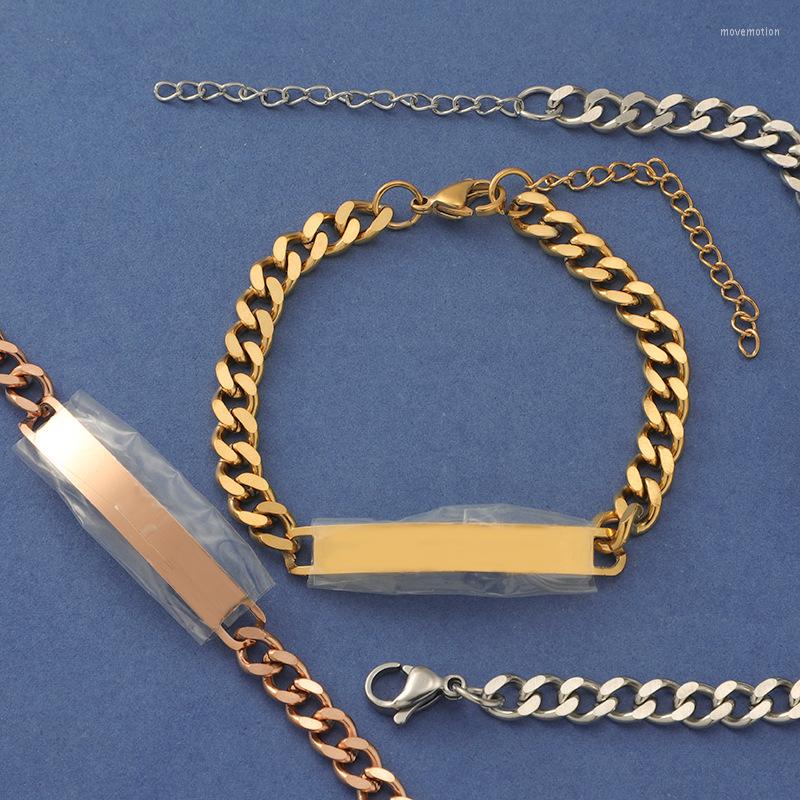 

Charm Bracelets 10pcs/Lot Arrival Stainless Steel Cuban Chain Bracelet Classic Jewelry Blank Bar With Extender Men Women
