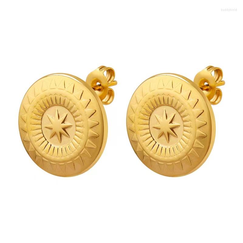 

Dangle Earrings Est Design Fashion Women Stainless Steel Button Shape 18K Gold Plated Jewelry For Girls
