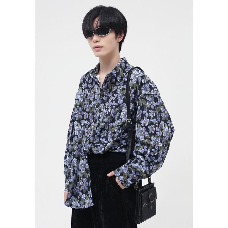 

Men's Casual Shirts Men Clothing 2023 Autumn Product Korean Version Of The Handsome Floral Shirt Male Ins Tide Brand Loose
