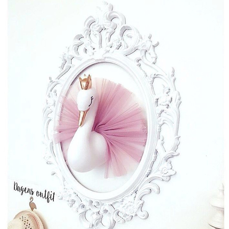 

Wall Decor 3D Golden Crown Swan Cute Wall Art Hanging Girl Swan Doll Stuffed Toy Animal Head Wall Decor for Kids Room Birthday Wedding Gift 230317