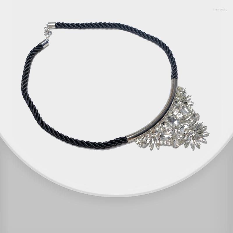

Chains Amorita Boutique Flower Pendant Black Rope Necklace