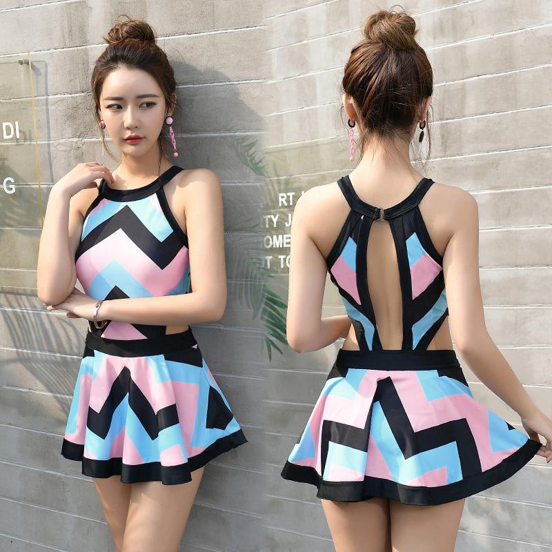 

Women's Swimwear Sexy One Pieces Skirt Irregular Striped Women Bathing Suit Brazilian Style Printed Retro Classic Underwire, Zj1723 one pieces