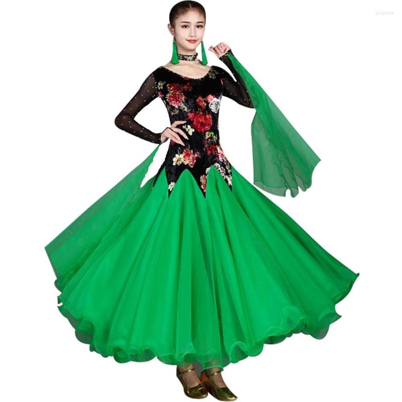 

Stage Wear 7 Color Ballroom Dance Dress Competition Women Modern Costumes Long Sleeve Waltz Tango Dancing, Pink