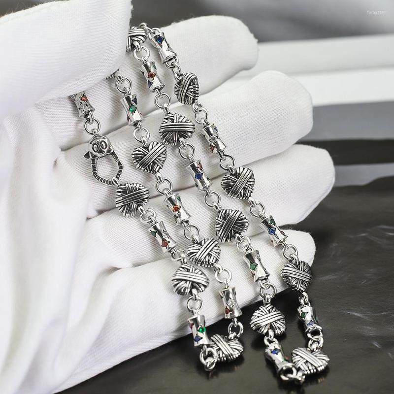 

Chains Vintage Heart-shaped Inlaid Colorful Zircon Barrel Splicing Necklace