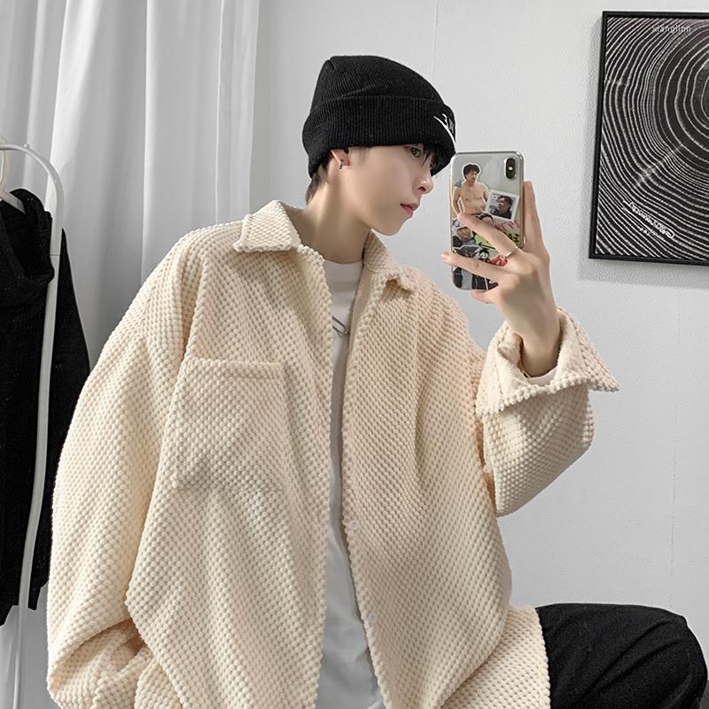 

Men's Casual Shirts Told Tale Men's Corduroy Khaki Long Sleeve Streetwear Shirt Korean Style Woman Men Soft Loose Cotton Spring