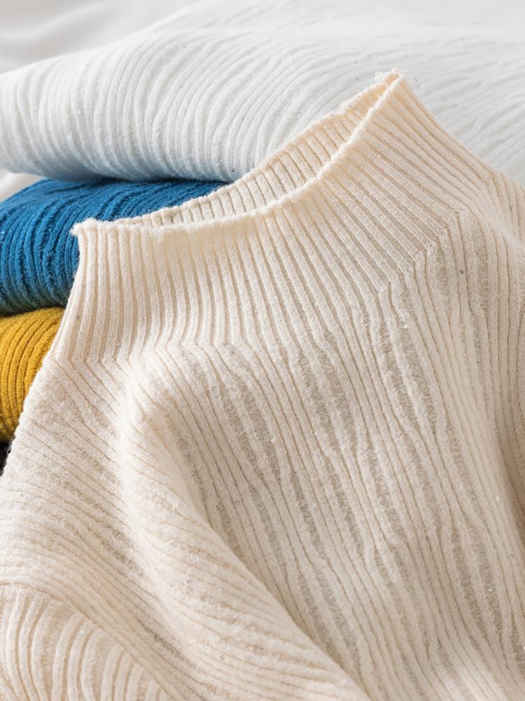 

Women's Sweaters 2023 Autumn Winter Half Turtleneck Sweater Loose Basic Pure Color Wild Knitted Bottoming Shirt Soft Stretch, Black