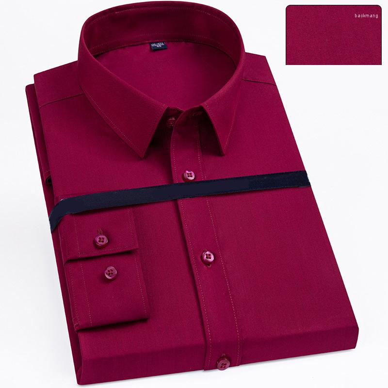 

Men's Casual Shirts 6XL 7XL 8XL Men's Bamboo Fiber Stretch Shirt Business Solid Color Brand Tooling Long-sleeved Male Soft Comfortable, 3009