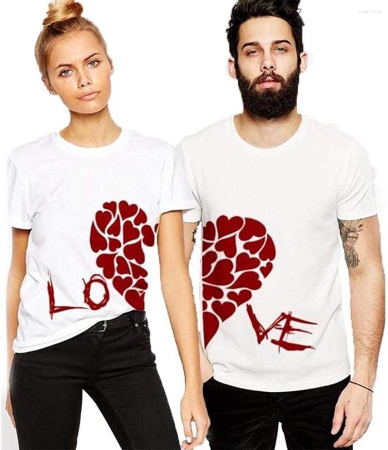 

Men' T Shirts ADYK Women' Cotton Love Printed Couple T-Shirts, White