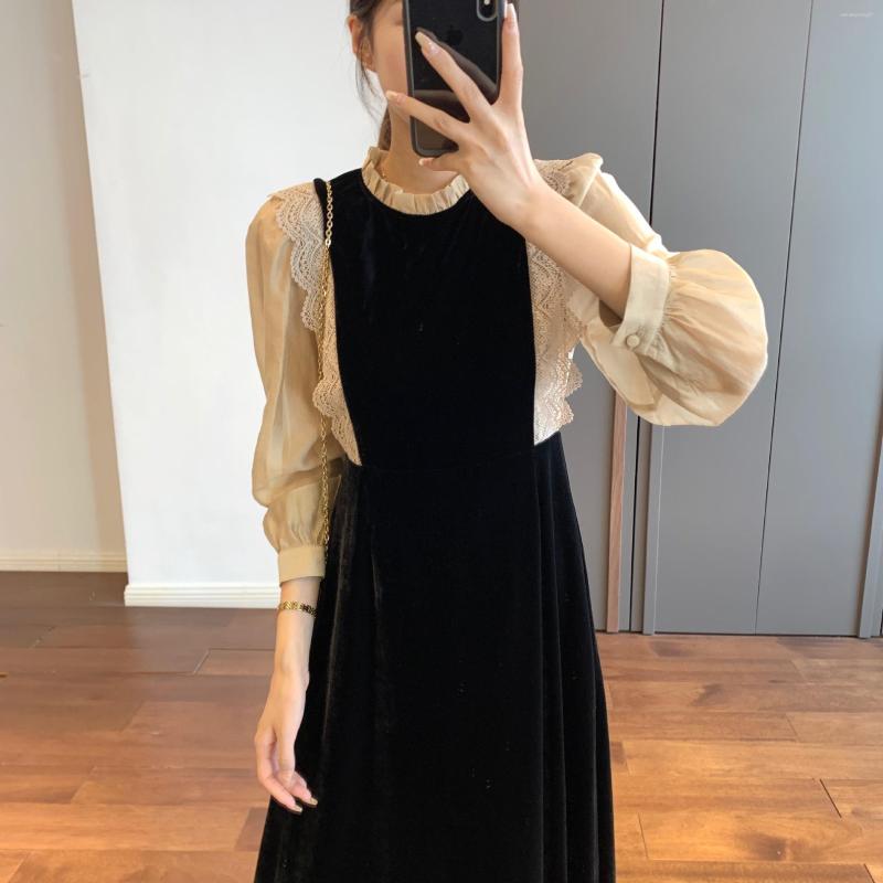 

Party Dresses LNP 2023 WINTER WOMENS BLACK LUXURY STYLE SILK LOOSE FIT
