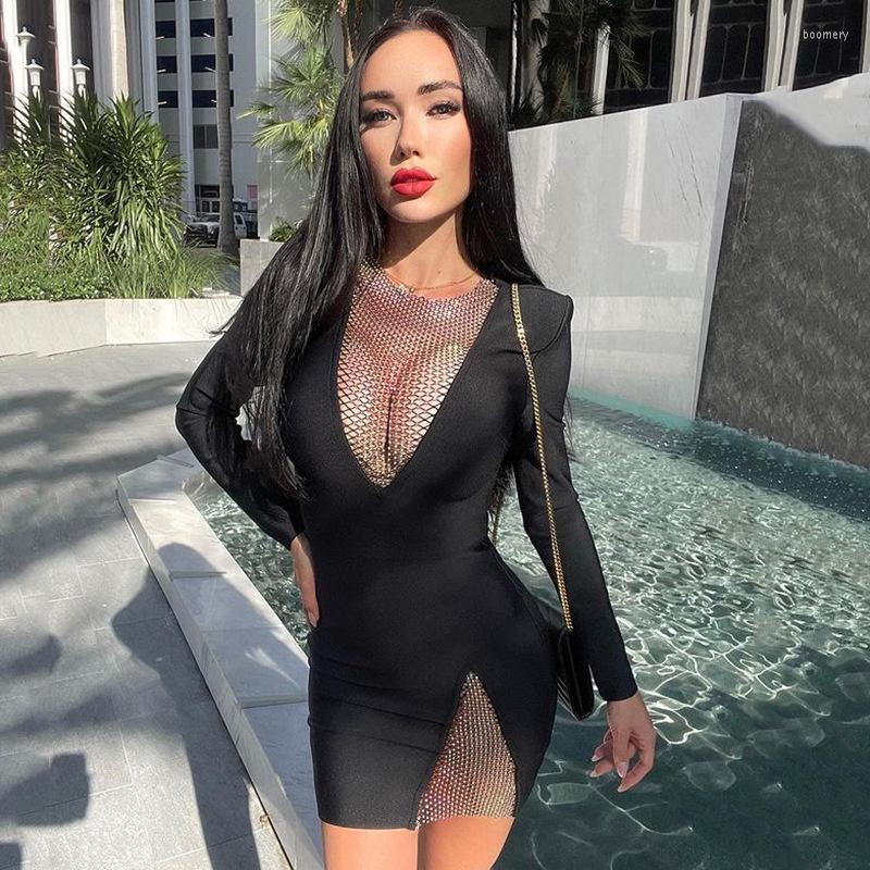 

Casual Dresses Zoctuo Women Sexy Autumn Winter Long Sleeve V Neck Party Club Bodycon Mini Dress 2023 Fall Clothes Wholesale Items Streetwear, Black
