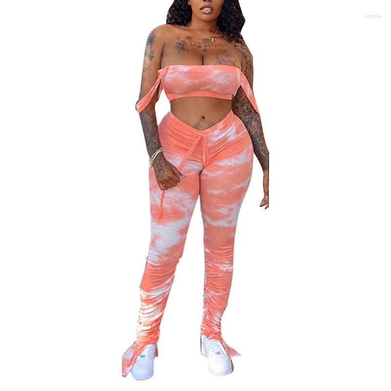 

Active Sets Casual Sportswear Women Tie-Dye Printed Two-Piece Yoga Set Sleeveless Camisole Drawstring Pleated Trousers Gym Sports /2, Blue