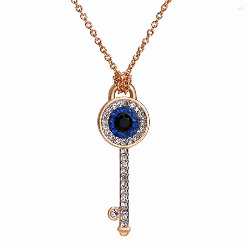 

Pendant Necklaces 316L Stainless Steel BlueCrystal Demon Eye Key Necklace Collar Acero Inoxidable Mujer Precios Bajos Trending Jewelry