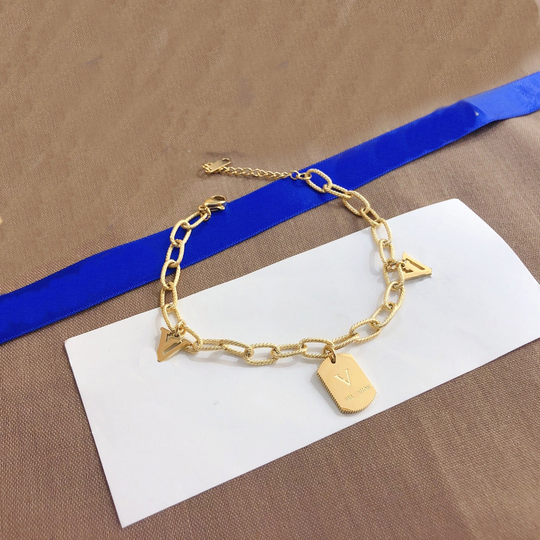 

Identification Link Chains Designer Bracelet Fashion Adjustable Gold-Plated With Color Birthday ValentineS Day Gift Fashion Design Women Accessories