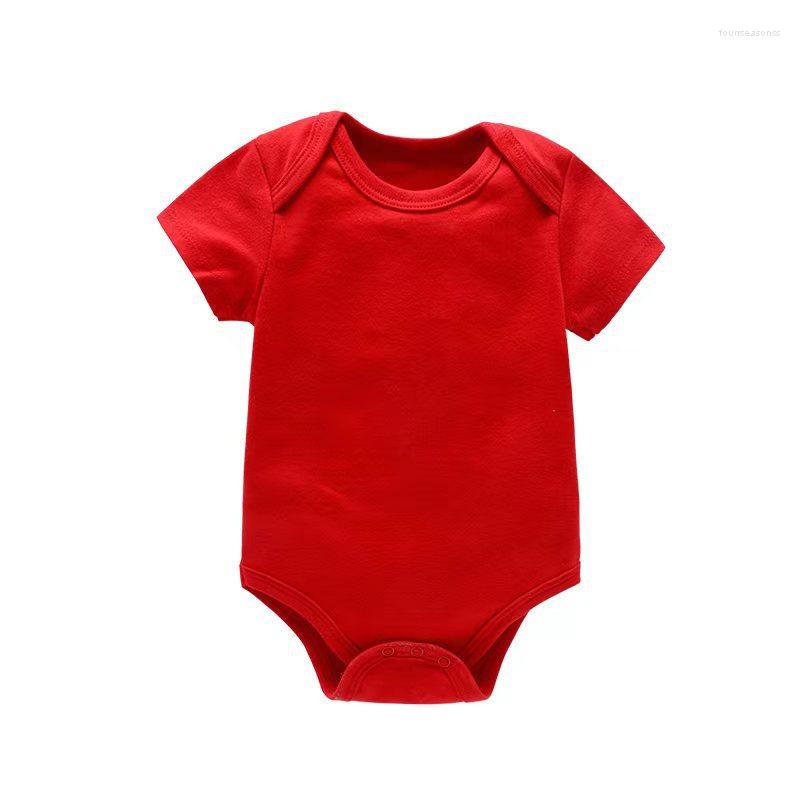 

Rompers Soft Pure Cotton Basic Type Born Short Sleeve Solid Color Infant Toddlers Boys And Girls Creeper White Black Red Grey