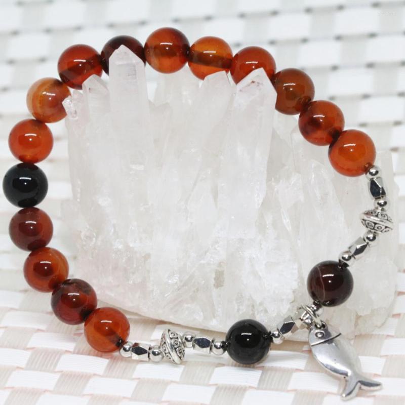 

Strand Original Design Natural Dream Agat Onyx 8mm Round Beads Stone Women Jewelry 7.5inch B2009