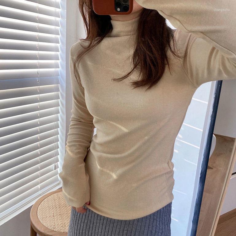 

Women's T Shirts Blusas Mujer De Moda 2023 Spring Autumn White Shirt And Blouses All-Match One Piece Basic Turtleneck Collar Warm Top Trend, Black