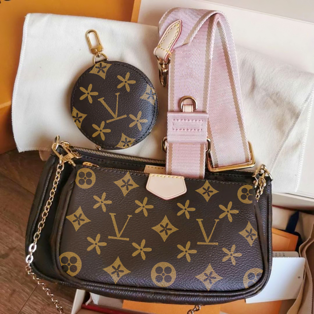 

Luxury designer M44813 multi pochette bag original single handbag tote women men Chain handbag Crossbody Genuine leather Clutch Cross Body sling Pink Shoulder Bags, Blue