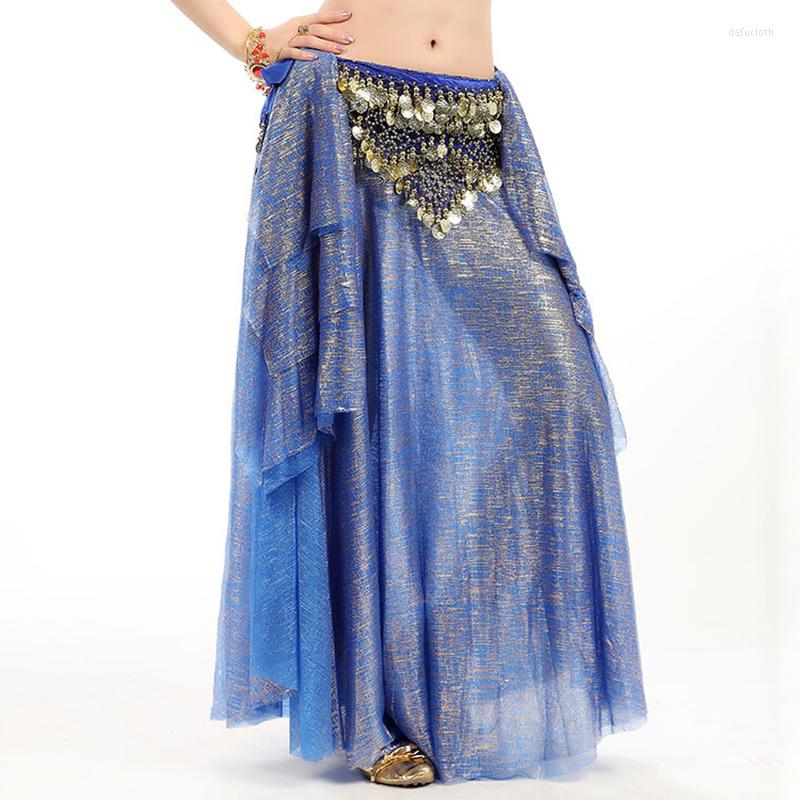 

Stage Wear 10 Colors Women Belly Dance Long Maxi Skirts Bellydance Accessories Bronzing Fabric With Ruffles Tribal, Black