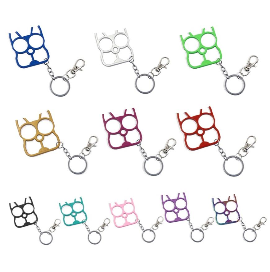 

14 Colors Cat Defense Keychain Lobster Clasp Cartoon Cats Finger Window Breaker Self Defense Chain Outdoor Tool Animal Design Char2228270
