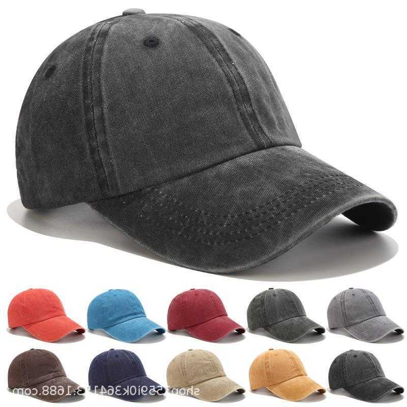 

Summer Hats Caps Men's Women's Cap children's Korean version old washed baseball cap curved brim light plate cap couple sun visor cap solid color cap man, Wash black and green