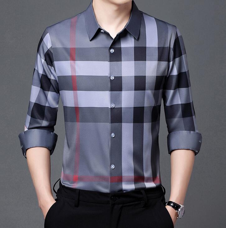 

Men's Dress Shirts long sleeve man designer shirt luxury plaid dress shirt