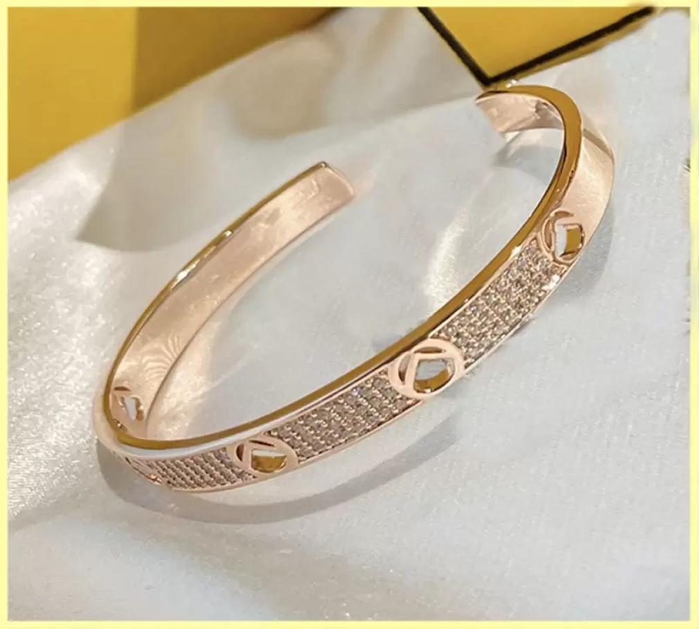 

2021 Fashion love bangle nail bracelet jewelry designer men ladies Full gold women F letter Luxury luxurious tennis mens Halloween1586083