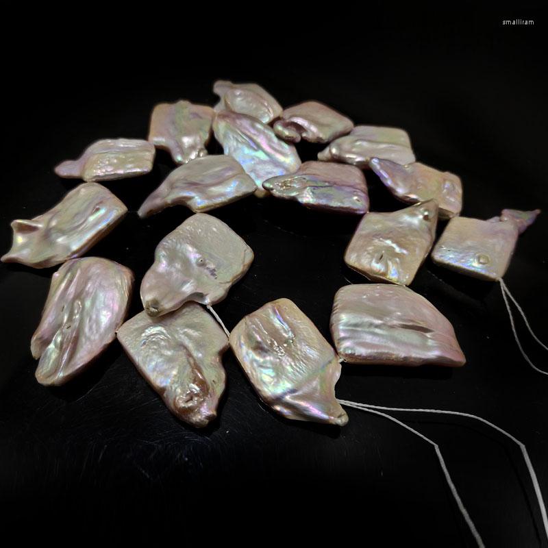 

Chains 16 Inches 20-30mm Diagonally Drilled Natural Lavender Flat Square Large Baroque Pearl Loose Strand