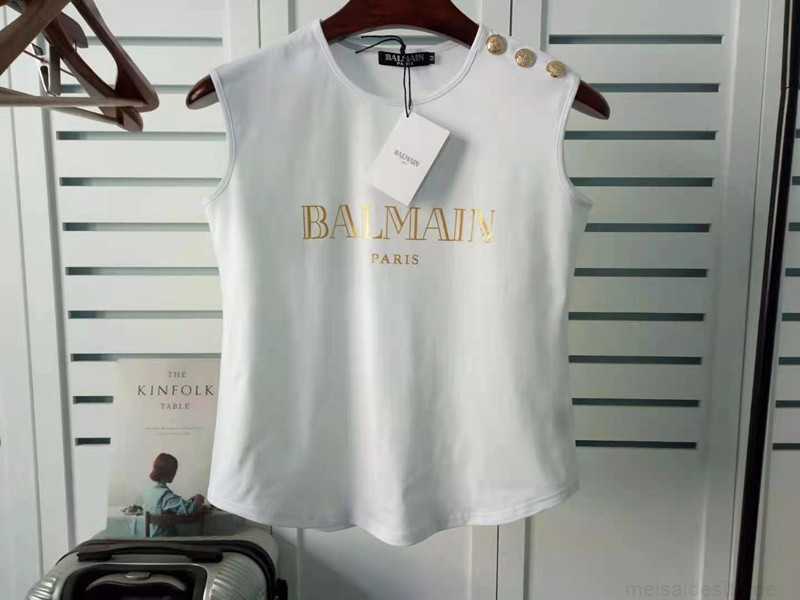 

Designer Luxury Coats New Style Liu Yuyi Same Bal Sleeveless Gold Lettered Button Vest Arc Hem Tshirt Women Classic Letter Print Dress 2E3QW
