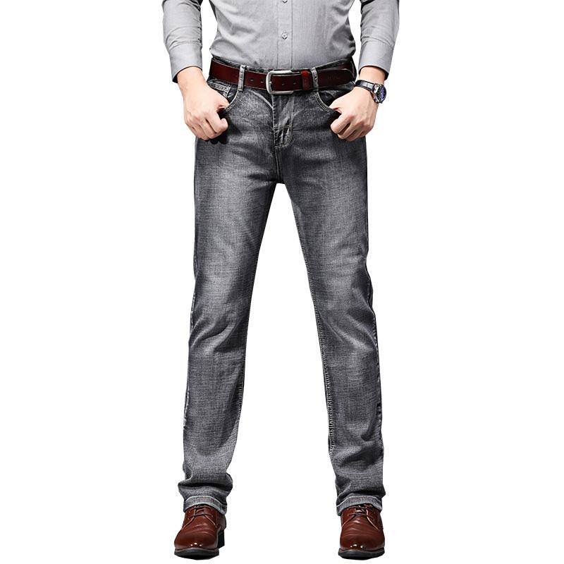 

Men's Jeans Spring And Autumn Slim Straight Stretch Trousers Business Casual, Gray