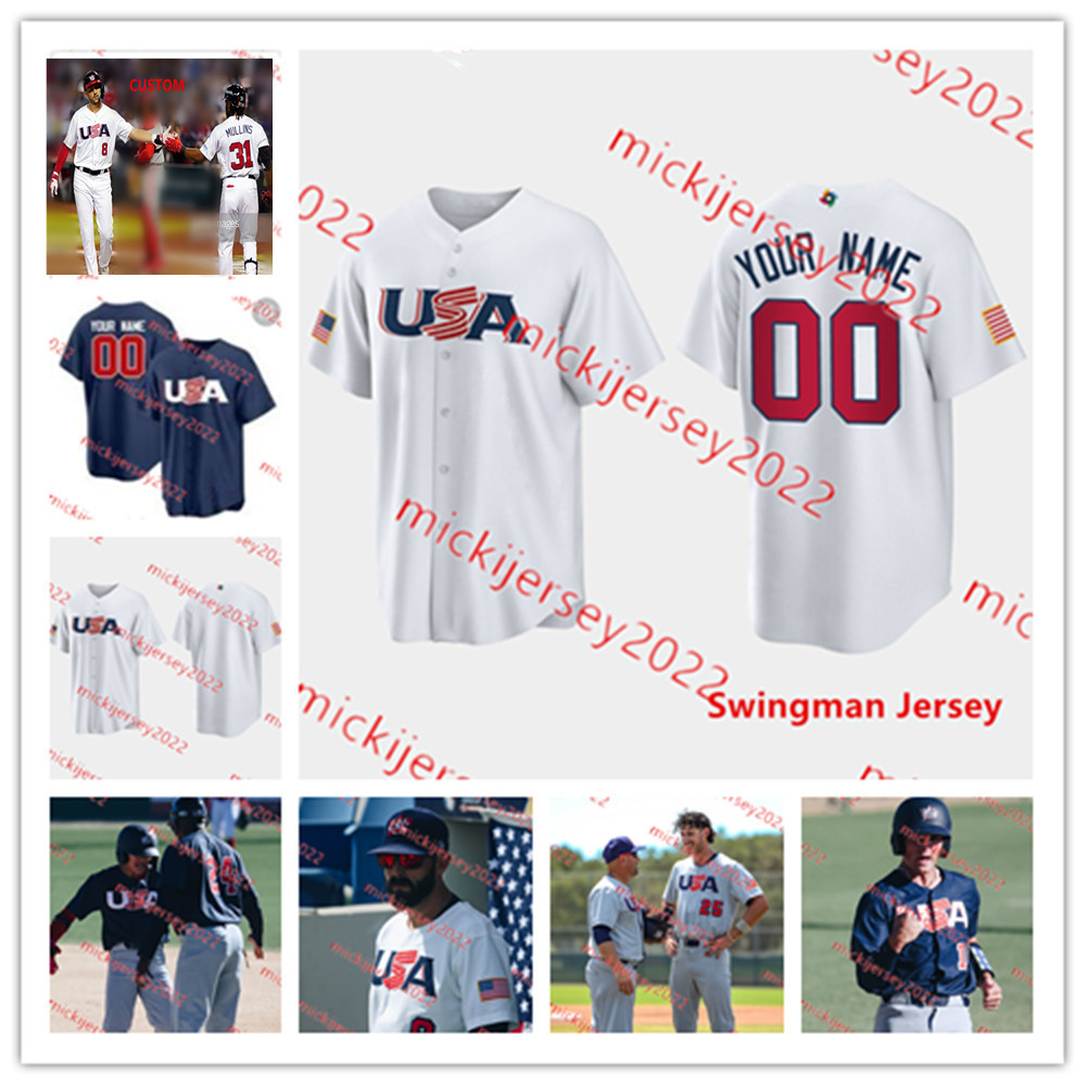 

Custom Stitched 2023 WBC USA Baseball Jersey 28 Nolan Arenado 46 Paul Goldschmidt Pete Alonso Ryan Pressly Tim Anderson Merrill Kelly Jerseys Mens Youth, 2023 navy swingman jersey
