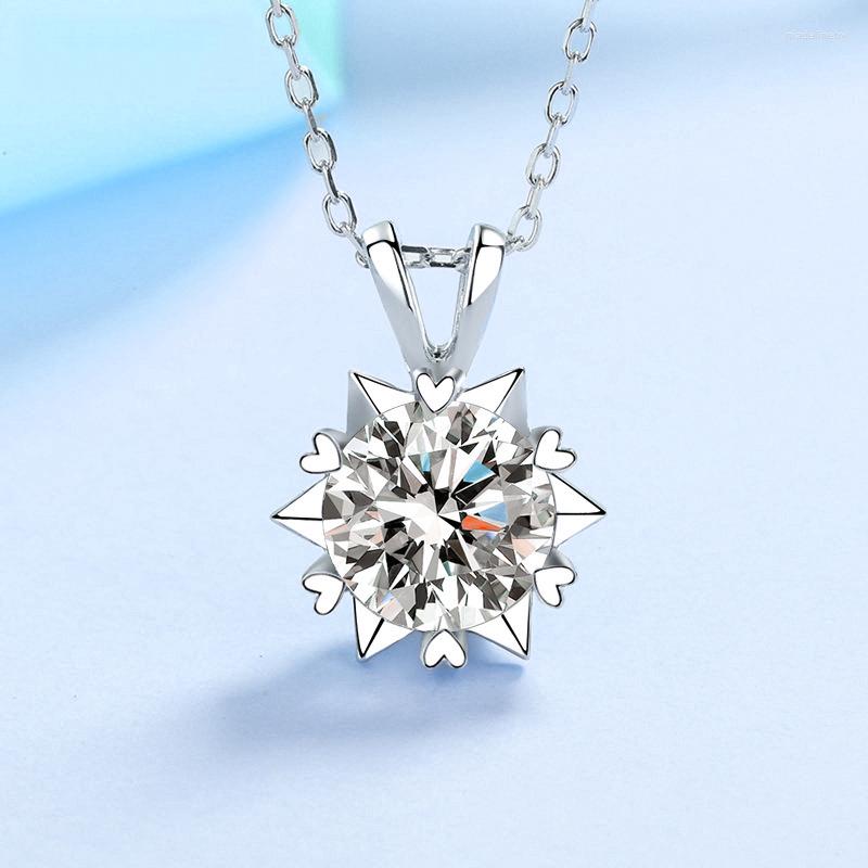 

Chains Sterling Silver Hexagram Pendant Necklace 1-3 Ct Lab Moissanite 6 Heart Prong Diamond For Women Girls